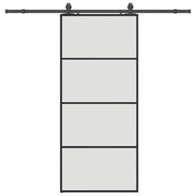 Schuifdeur met beslagset 90x205 cm ESG glas zwart