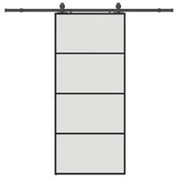 Schuifdeur met beslagset 90x205 cm ESG glas zwart - thumbnail