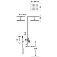 Regendoucheset Inbouw Tres Project Vierkant 30 cm Met Plafondarm en Handdoucheset met Staafhanddouche Rapid Box Mat Zwart Tres - thumbnail