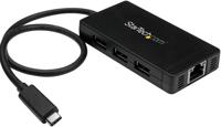 StarTech.com 3 poorts USB C naar USB-A hub met Gigabit Ethernet - USB-C naar 3x USB-A - USB 3.0 (5Gbps) - Inclusief voedingsadapter - thumbnail