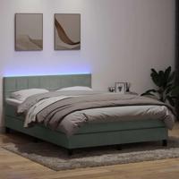 Boxspring met matras en LED fluweel lichtgrijs 140x210 cm - thumbnail