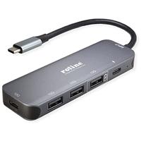ROLINE USB 3.2 Gen 2 Hub, 4x, Type-C aansluitkabel - thumbnail