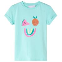 Kindershirt met kleurrijke fruitprint 128 lichtmintkleurig - thumbnail