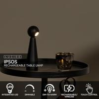 Lucide IPSOS - Oplaadbare Tafellamp - Accu/Batterij - LED Dimb. - 1x3W 2700K - Zwart - thumbnail