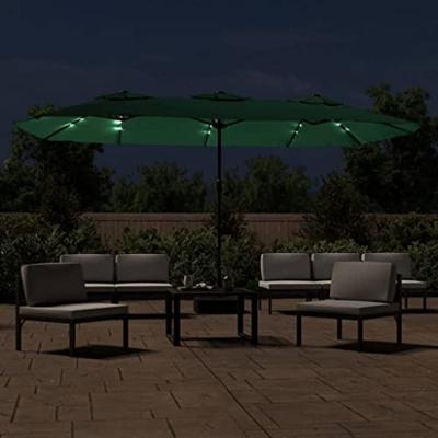 VidaXL Parasol dubbel dak met led 449x265 cm groen