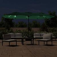 VidaXL Parasol dubbel dak met led 449x245 cm groen - thumbnail