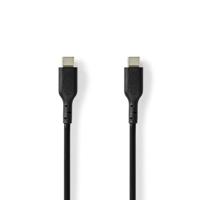 Nedis USB-Kabel | USB 2.0 | USB-C™ Male | USB-C™ Male | 240 W | 480 Mbps | Vernikkeld | 2.00 m | Rond | PVC | Zwart | Label - CCGL60710BK20 - thumbnail