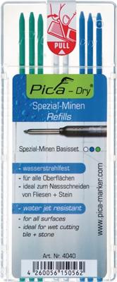 Pica vullingenset | 3x blauw, 2x wit, 3x groen | waterbestendig | dry 4040 | 8 stiften / set | 1 stuk - 4040 - 4040a