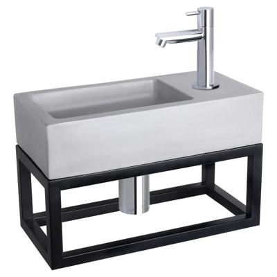 Differnz Ravo fonteinset beton lichtgrijs kraan recht chroom 38.5 x 18.5 x 9 cm met handdoekrek