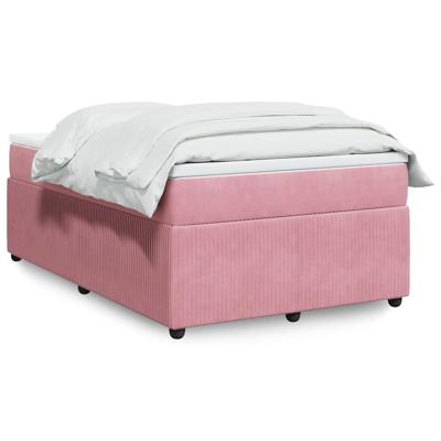 Boxspring met matras fluweel roze 120x190 cm