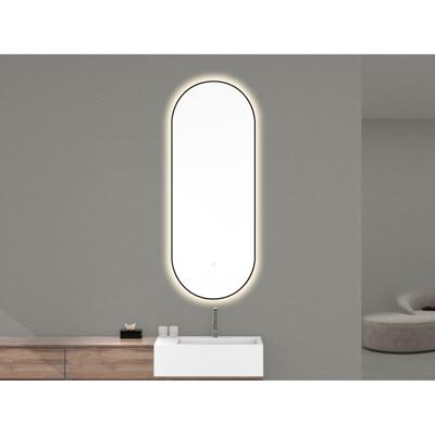 Wiesbaden Nomi spiegel met lijst ovaal met LED, dimbaar en spiegelverwarming 50 x 100 cm mat zwart Wiesbaden Nomi spiegel met lijst ovaal met LED, dimbaar en spiegelverwarming 50 x 100 cm mat zwart