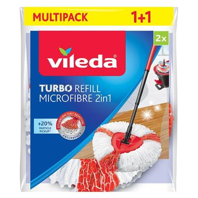 Vileda Turbo Easy Wring & Clean mop reservekop set van 2 stuks Vileda Turbo Easy Wring & Clean mop reservekop set van 2 stuks