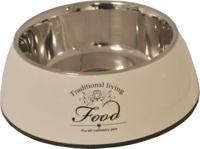 Hondeneetbak plastic/RVS water/food 14 cm beige Eet-en-drinkbakken-hond Gebr. de Boon - Gebr de boon - thumbnail