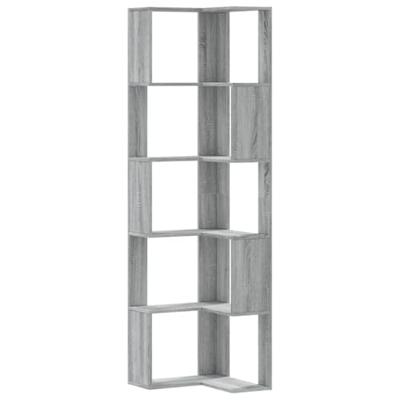 Boekenkast 5-laags hoek 50x50x179 cm bewerkt hout grijs sonoma
