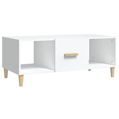 Salontafel 102x50x40 cm bewerkt hout wit Salontafel 102x50x40 cm bewerkt hout wit