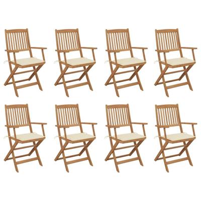 Tuinstoelen 8 st inklapbaar met kussens massief acaciahout