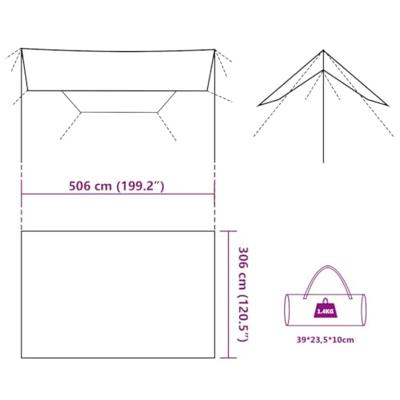 VidaXL Kampeerluifel waterdicht 506x306 cm bruin