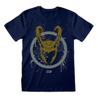 T-Shirt met Korte Mouwen Marvel Splatter Logo Blauw Unisex - Maat: L - thumbnail