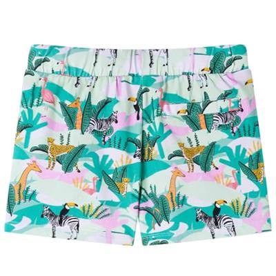 Kindershorts met trekkoord dieren en plantenprint 128 lichtmintkleurig Kindershorts met trekkoord dieren en plantenprint 128 lichtmintkleurig