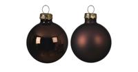Decoris Kerstballen glas 12st donker bruin 5cm - thumbnail