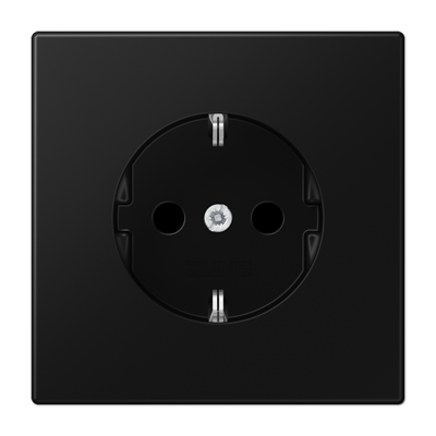Stopcontact mat zwart grafiet kinderveilig design jaren 60 excl afdekraam LS1520NKISWM