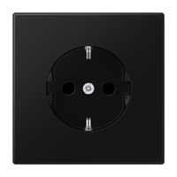 Stopcontact mat zwart grafiet kinderveilig design jaren 60 excl afdekraam LS1520NKISWM - thumbnail