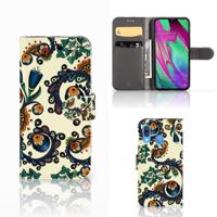 Wallet Case Samsung Galaxy A40 Barok Flower - thumbnail