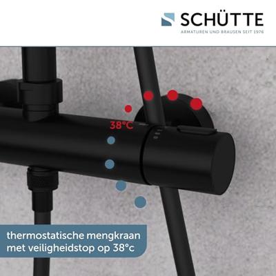 Schütte AQUADUCT Hoofddouche-Set | Thermostatische mengkraan | Mat zwart - 60074