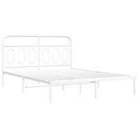 Bedframe met hoofdbord metaal wit 150x200 cm - thumbnail