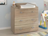 Commode met luierplank MIAMO 3 lades sonoma eik - thumbnail