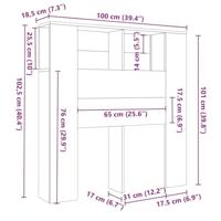 Hoofdbordkast 100x19x104,5 cm bewerkt hout oud houtkleurig - thumbnail