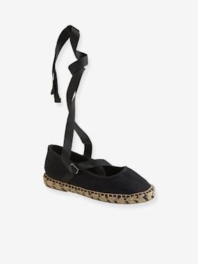 Stoffen ballerina's voor meisjes zwart Stoffen ballerina's voor meisjes zwart