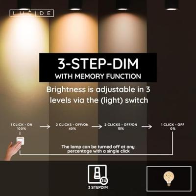 Lucide G95 - Filament lamp - Ø 9,5 cm - LED 3 StepDim (Memory) - E27 - 1x4,9W 2200K - Amber