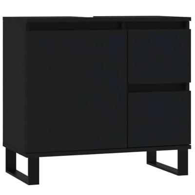 Badkamerkast 65x33x60 cm bewerkt hout zwart Badkamerkast 65x33x60 cm bewerkt hout zwart
