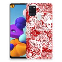 Silicone Back Case Samsung Galaxy A21s Angel Skull Rood - thumbnail