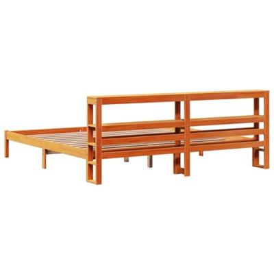 Bedframe met hoofdbord massief grenenhout wasbruin 200x200 cm