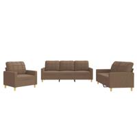 4-delige Loungeset met kussens stof bruin - thumbnail
