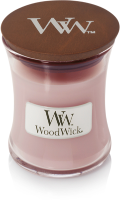 WoodWick Geurkaars Mini Rosewood - 8 cm / ø 7 cm - Geurkaars in Glas - Houten Lont