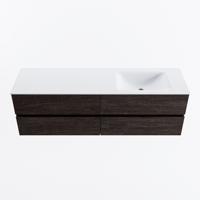 MONDIAZ VICA 160cm badmeubel onderkast Dark Brown 4 lades. Wastafel CLOUD rechts 1 kraangat, kleur Talc. - thumbnail