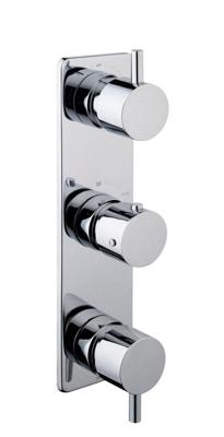 Caral inbouw 3-wegs douchethermostaat rond chroom Caral inbouw 3-wegs douchethermostaat rond chroom