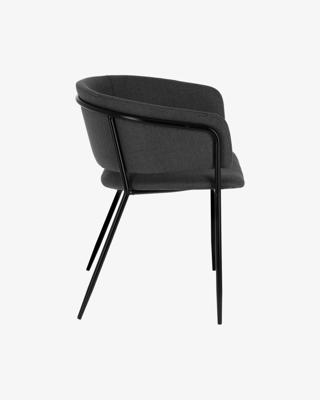 Kave Home Runnie eetkamerstoel Grijs poot zwart Kave Home Runnie eetkamerstoel Grijs poot zwart