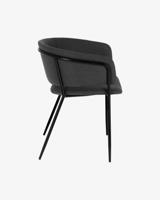 Kave Home Runnie eetkamerstoel Grijs poot zwart - thumbnail