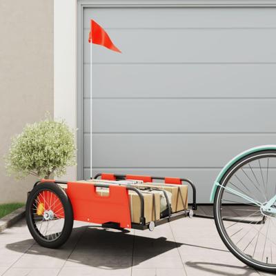 VidaXL Fietstrailer oxford stof en ijzer oranje VidaXL Fietstrailer oxford stof en ijzer oranje