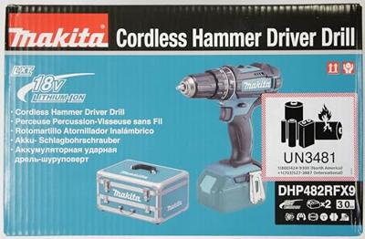 Makita DHP482RFX9 Accu klop-/schroefboormachine 18V 3.0Ah in aluminium koffer + accessoireset - thumbnail