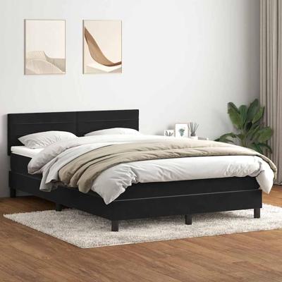 Boxspring met matras fluweel zwart 160x220 cm