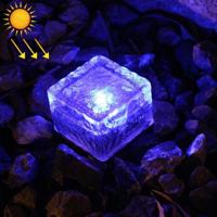 IP68 Waterdichte zonne-aangedreven gehard glas buiten LED begraven licht tuin decoratie Lamp met 0.2W zonnepaneel (blauw licht) - thumbnail