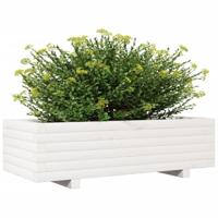 VidaXL Plantenbak 90x40x26,5 cm massief grenenhout wit - thumbnail