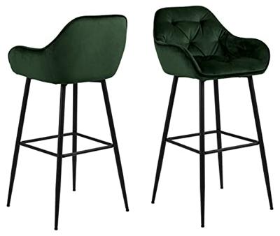 Bendt Barkruk 'Loren' Velvet, kleur Forest Green (zithoogte 79cm)
