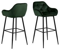 Bendt Barkruk 'Loren' Velvet, kleur Forest Green (zithoogte 79cm) - thumbnail