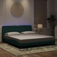 Bedframe met LED zonder matras fluweel donkergroen 180x200 cm - thumbnail